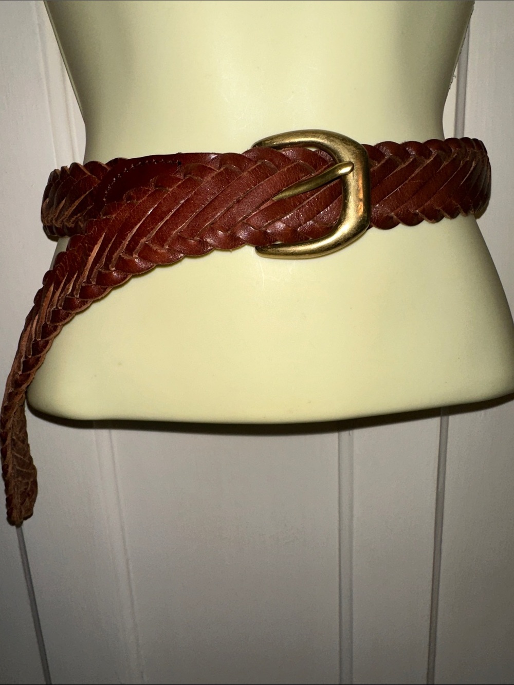 Vintage The Limited Braided Leather Waist Belt in Brown with Gold Buckle